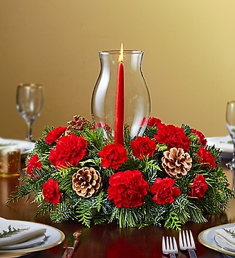 Holiday Centerpiece with Glass Hurricane