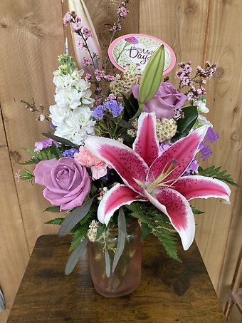 Pink Crinkle Vase Arrangement