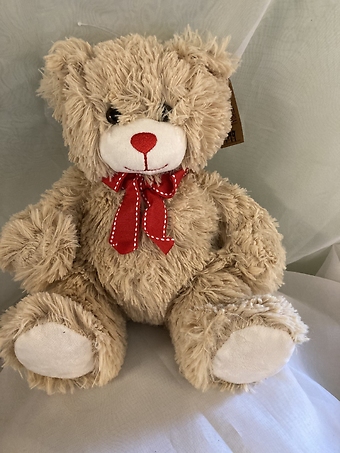 Large Tan Bear With Red Bow