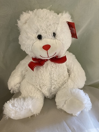 Large White Bear With Red Bow