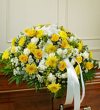 Yellow and White Half Casket Cover