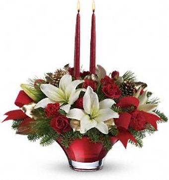 Teleflora\'s Crimson Glow Centerpiece