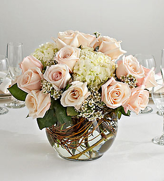 Wedding Centerpiece in Glass Bubble Bowl